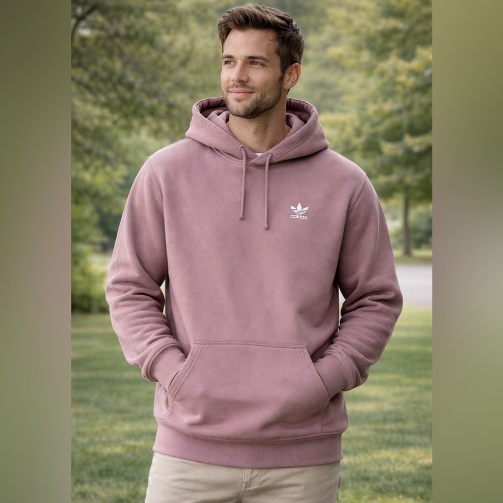 adidas Men's Dusty Rose Trefoil Hoodie - Picture 4 of 4